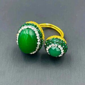 Natural Green Onyx Crystal Sicily Ring